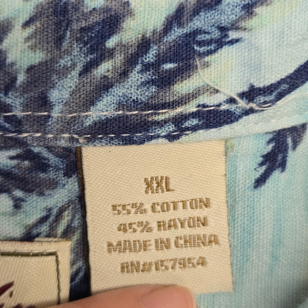 Joe Marlin Tropical Island Shirt Mens XXL Blue Palm Tree Rayon Blend Beachy Boho - Picture 5 of 9